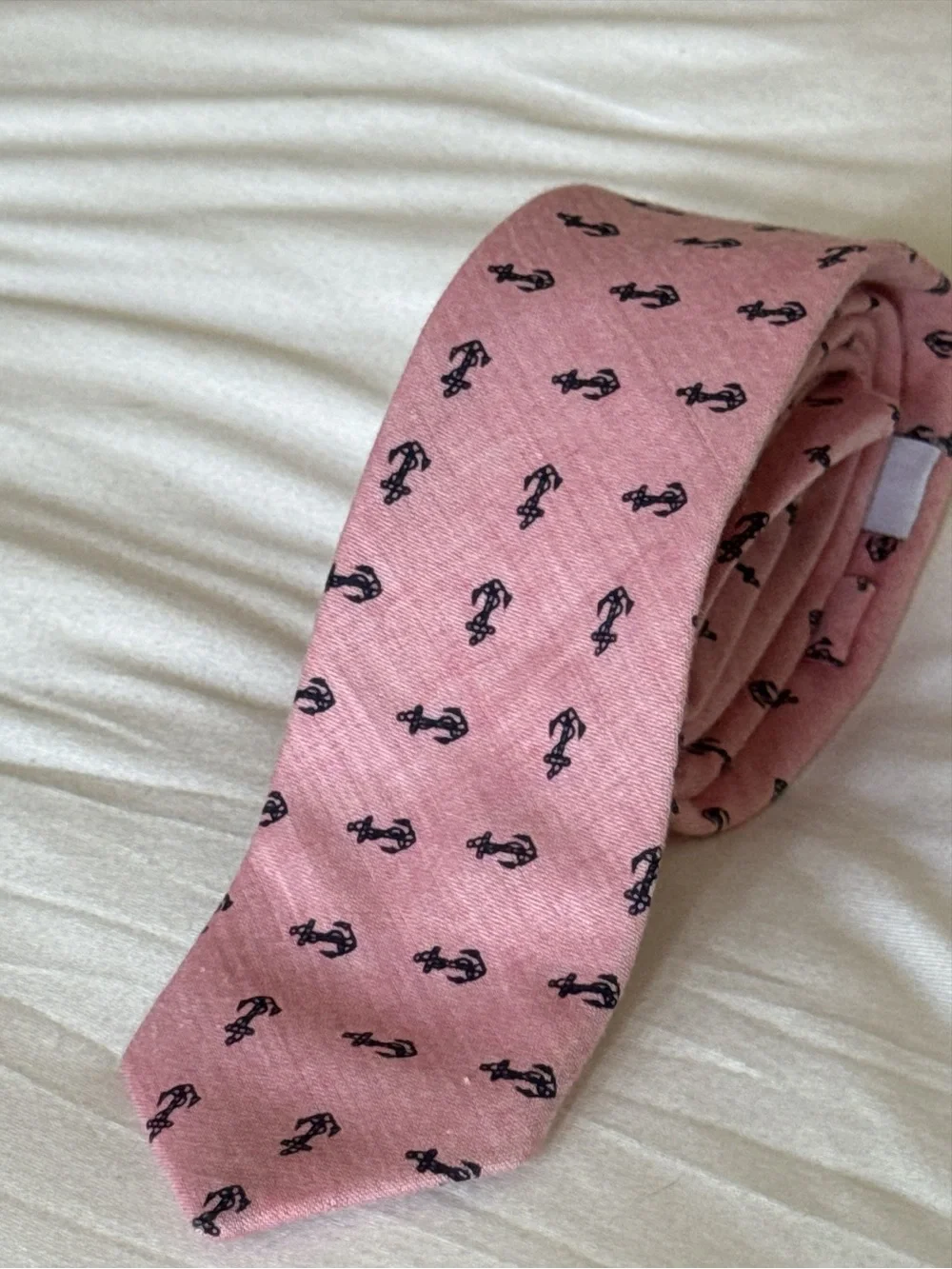 DHA Pink Navy Anchor Nautical Skinny Tie Made in USA 61”